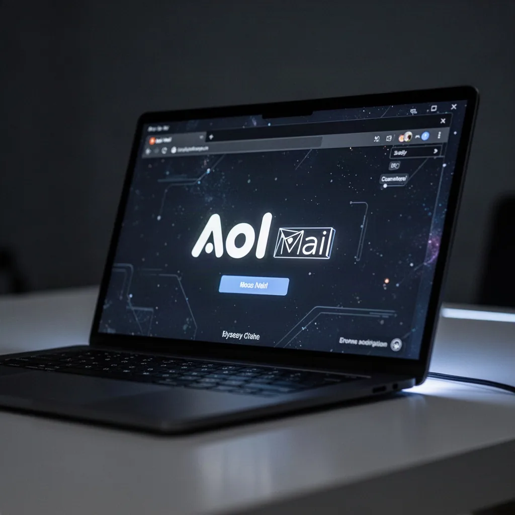 Un écran d’ordinateur affiche la boîte de réception AOL Mail avec des e-mails non lus
