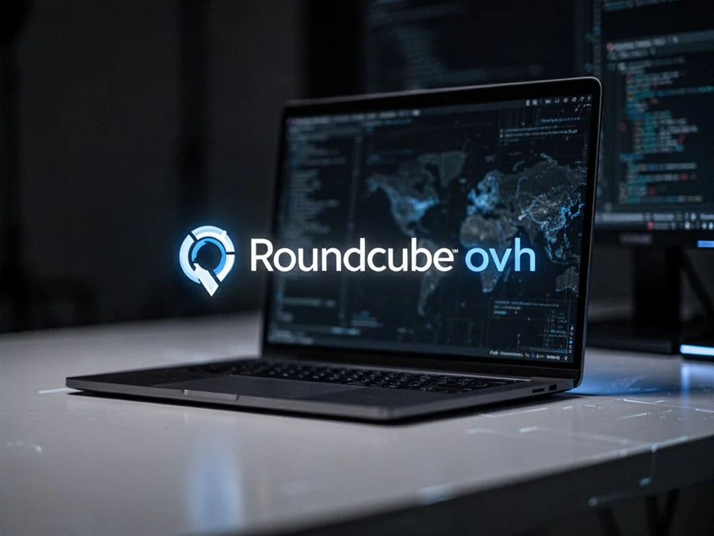 Écran d’ordinateur affichant le webmail Roundcube avec calendrier partagé et tâches de l’équipe